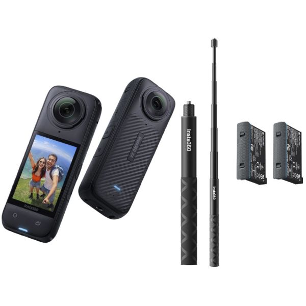 Kit Cámara de Acción Insta360 X4 Adventure Bundle CINSABMA - 72MP - 8K - Resistente al Agua - Negro