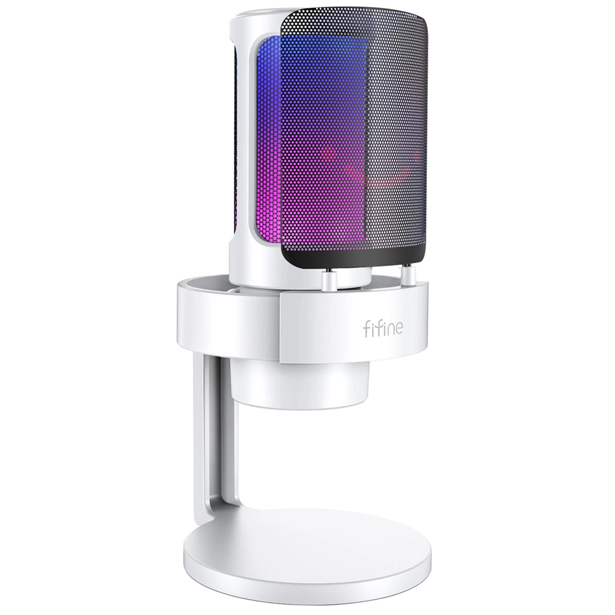 Micrófono con Cable Fifine Ampligame A8 - Type-C / 3.5mm - Condensador Cardioide - RGB - Blanco