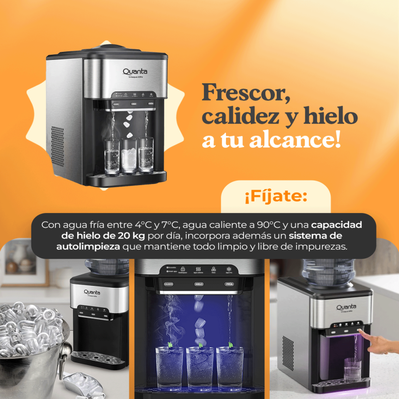 Bebedero Eléctrico Quanta Triaqua Elite QTBMD20 - Caliente y Frío - Dispensador de Hielo - 220V/50Hz