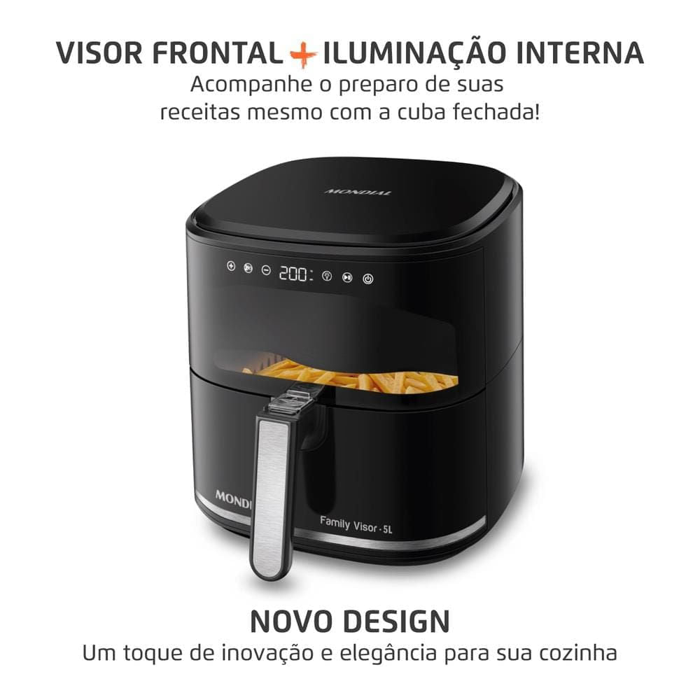 Freidora de Aire Eléctrica Mondial Grand Family AF-50-DV – 2000W – 5 L – 220V 50/60Hz – Negro