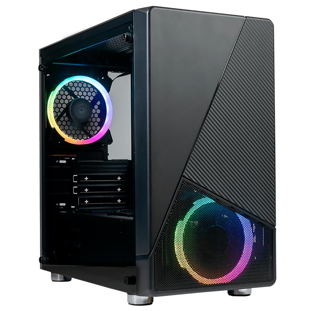 Gabinete Gamer Azza Noir CSAZ-130 - Con Ventilador RGB y Vidrio Templado - Negro