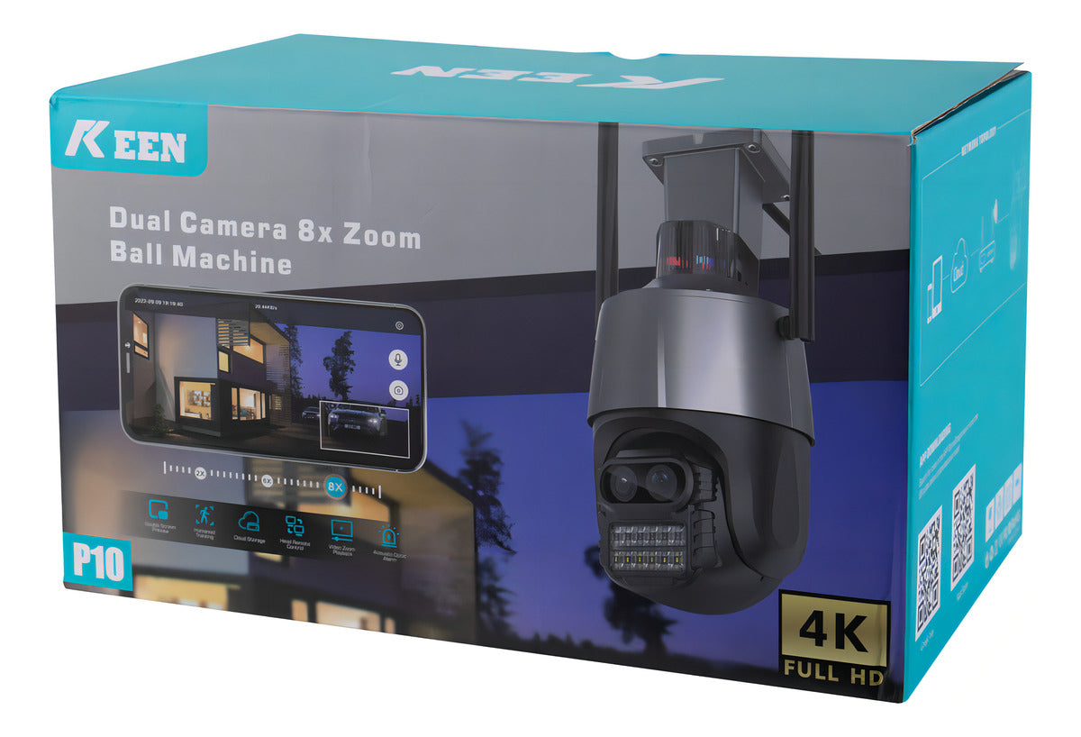 Cámara de Seguridad IP Keen P10 - 4K - Wi-Fi - Negro y Gris