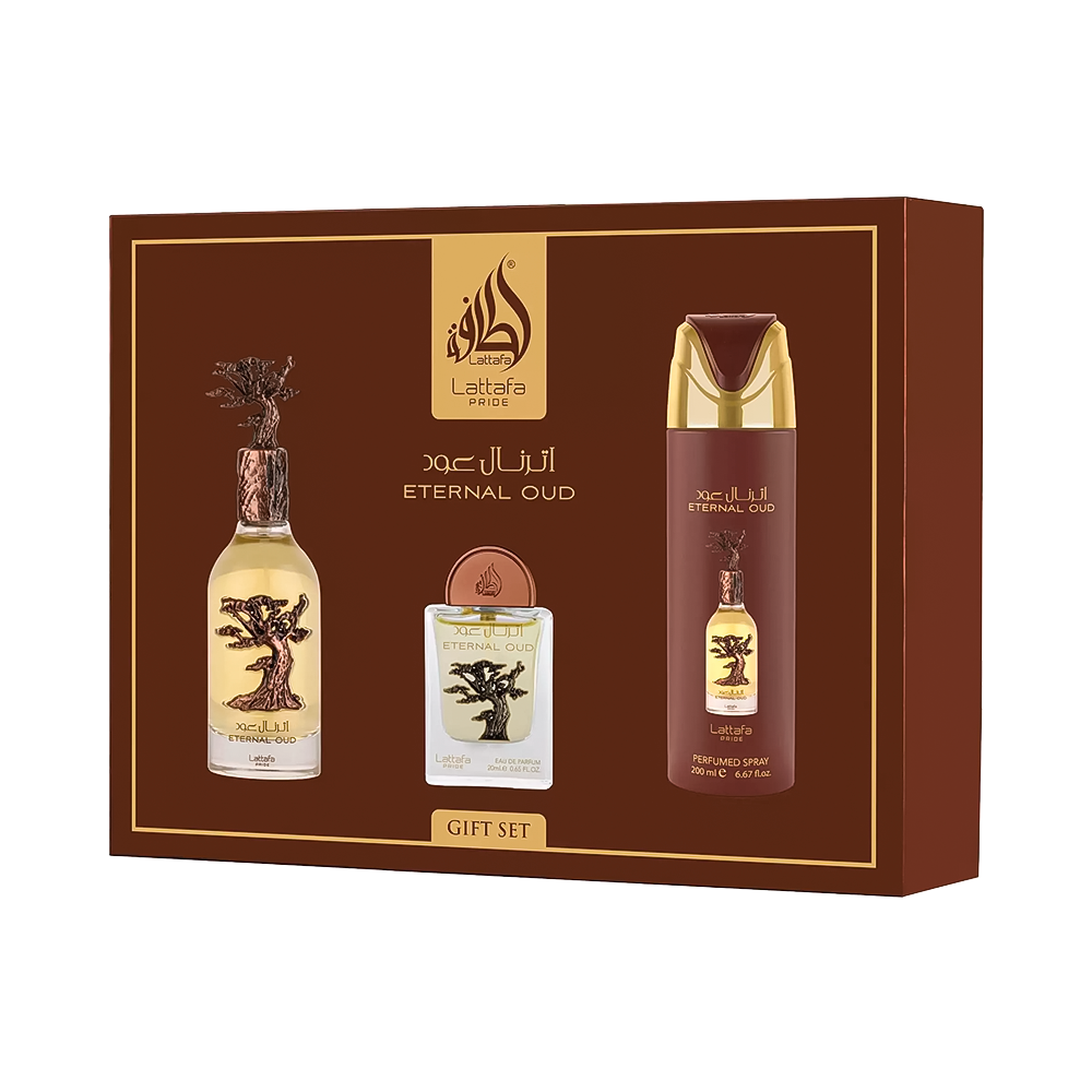 Kit Lattafa Pride Eternal Oud – Set de Regalo – 3 en 1 – Eau de Parfum – Unisex – 100 ml