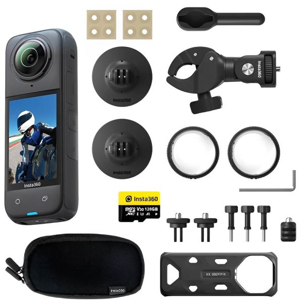 Kit Cámara de Acción Insta360 X4 Motorcycle Bundle - 72MP - 8K - Resistente al Agua - Negro