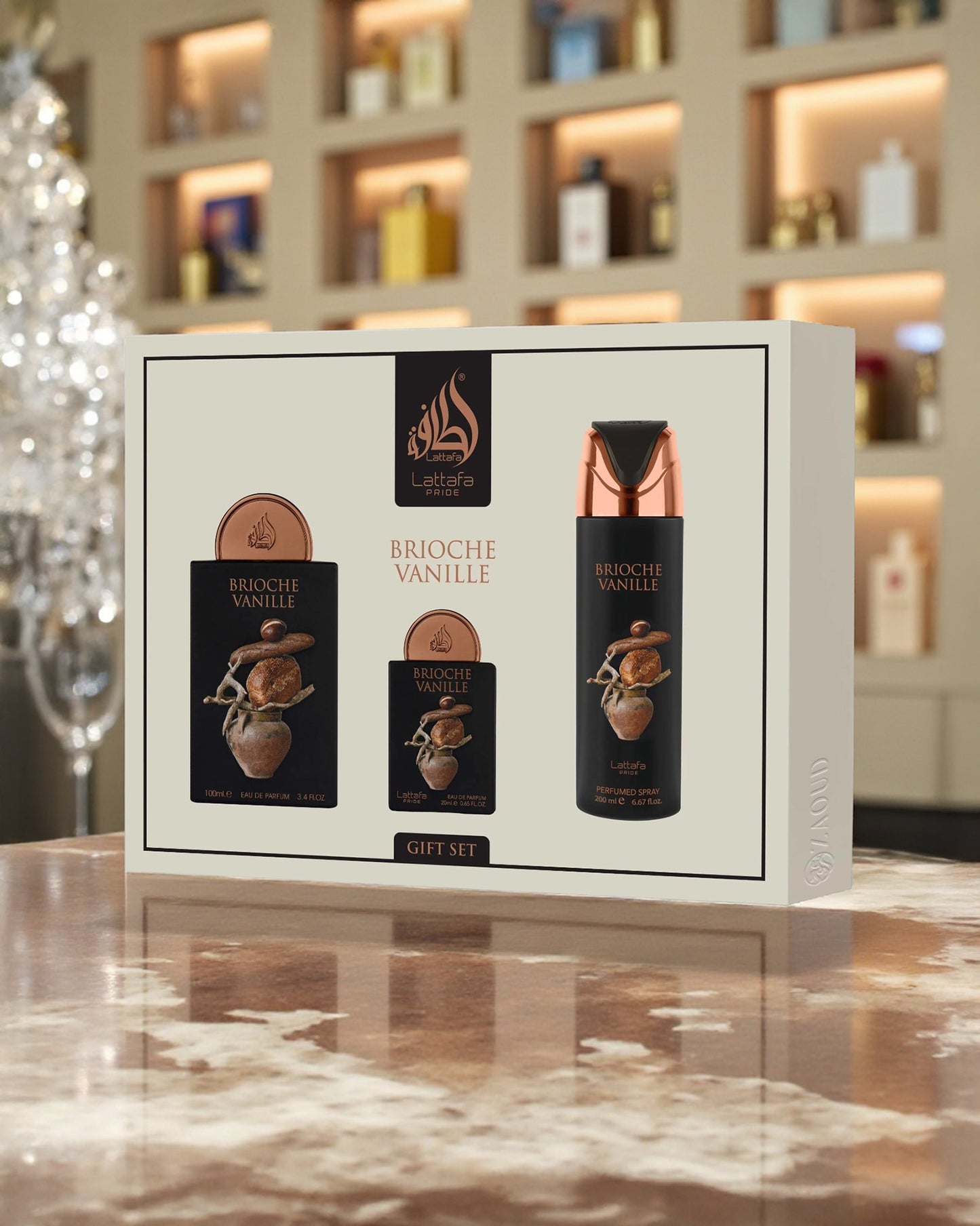 Kit Lattafa Pride Brioche Vanille – Set de Regalo – 3 en 1 – Eau de Parfum – Unisex – 100 ml