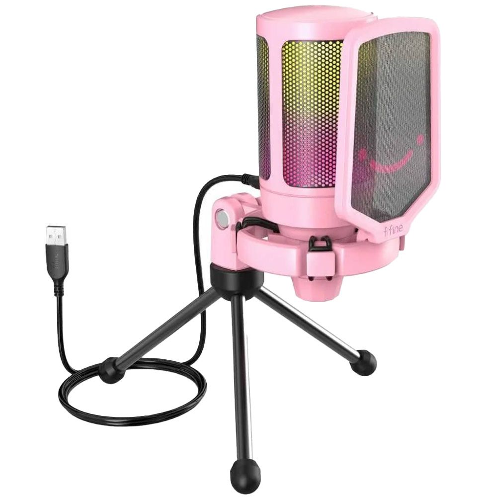 Micrófono Gamer Fifine A6V - USB - RGB - Rosa